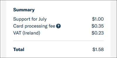Patreon payment card fee