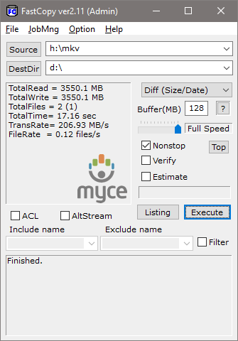 Seagate Barracuda mkv write test result